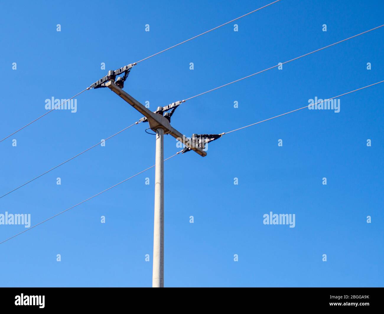 High voltage tower blue Sky Stock Photo - Alamy