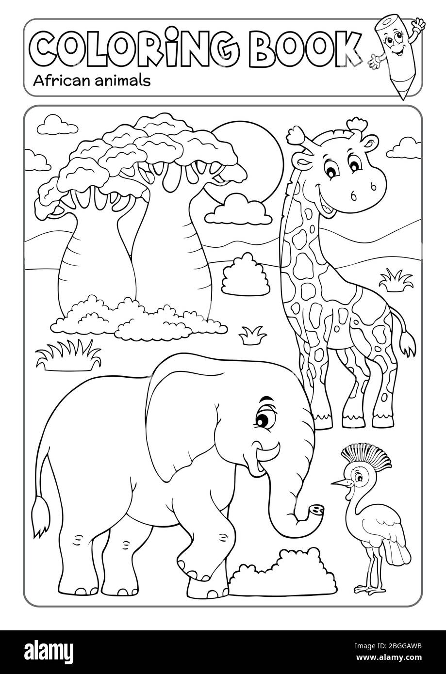 Coloring Book African Fauna 3 Eps10 Vector Illustration Stock Vector Image Art Alamy