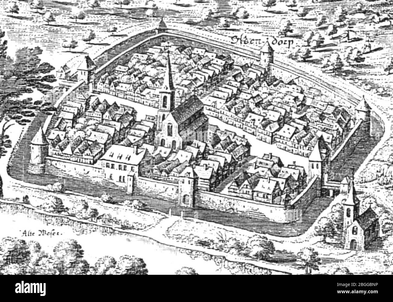 Hessisch Oldendorf Stadtansicht 1633. Stock Photo