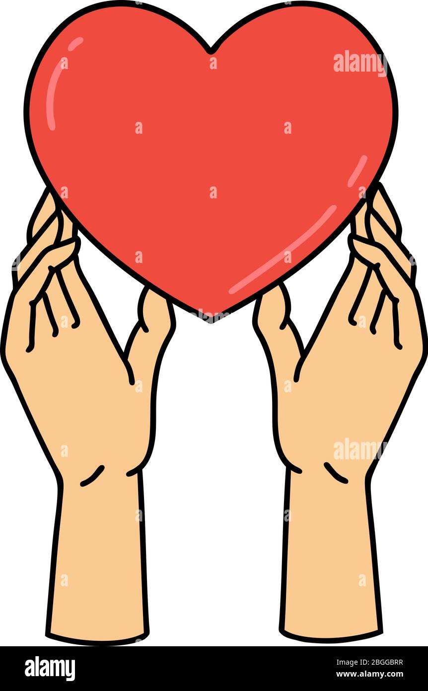 tattoo in traditional style of hands reaching for a heart Stock Vector ...