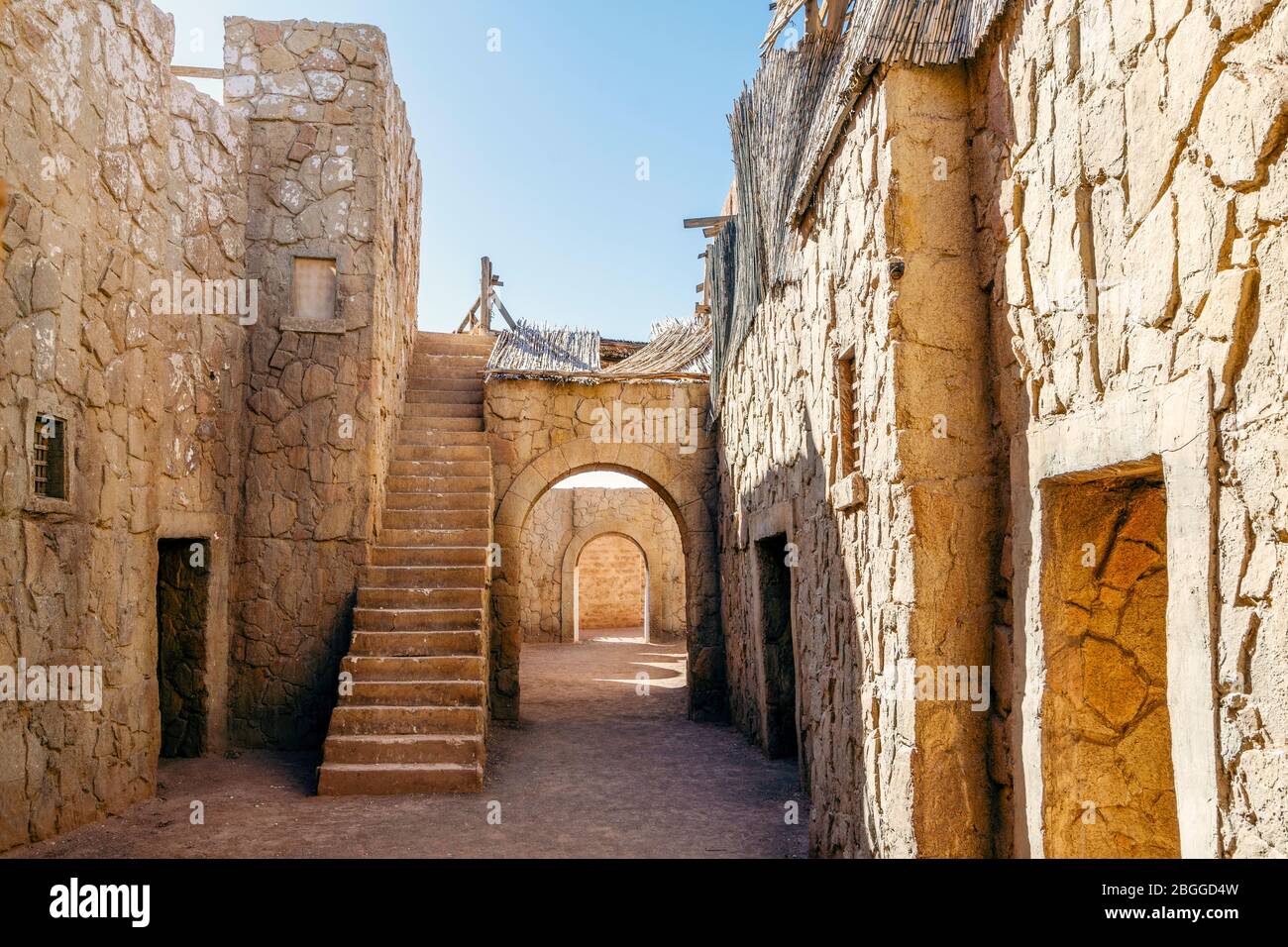 Ouarzazate, Morocco - March 18, 2020: Film set in Cinema Atlas Studios Stock Photo