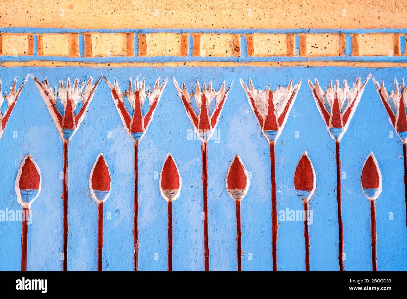Ouarzazate, Morocco - March 18,2020: Wall decoration at film set of Asterix and Obelix - Mission Cleopatre in Cinema Atlas Studios Stock Photo