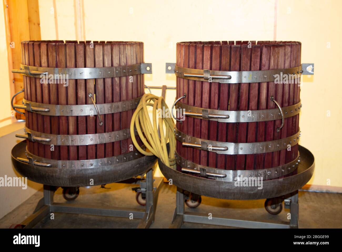 grape harvest press for wine in winery cellar Stock Photo Alamy