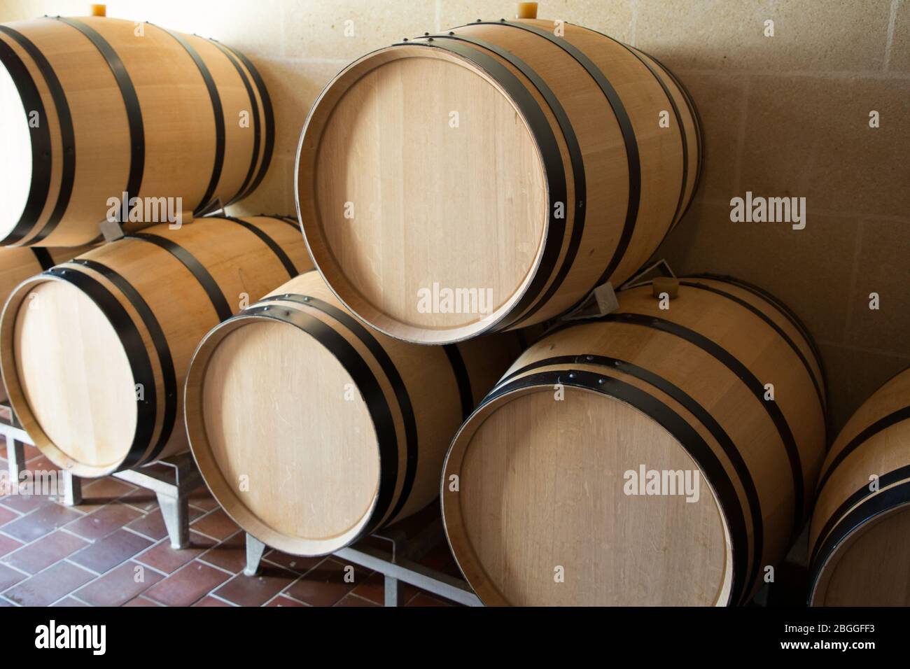 Wine Barrel in cellar winery storage Stock Photo Alamy