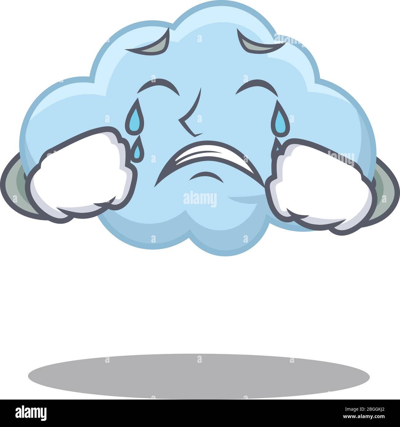Cartoon character design of blue cloud with a crying face Stock Vector ...