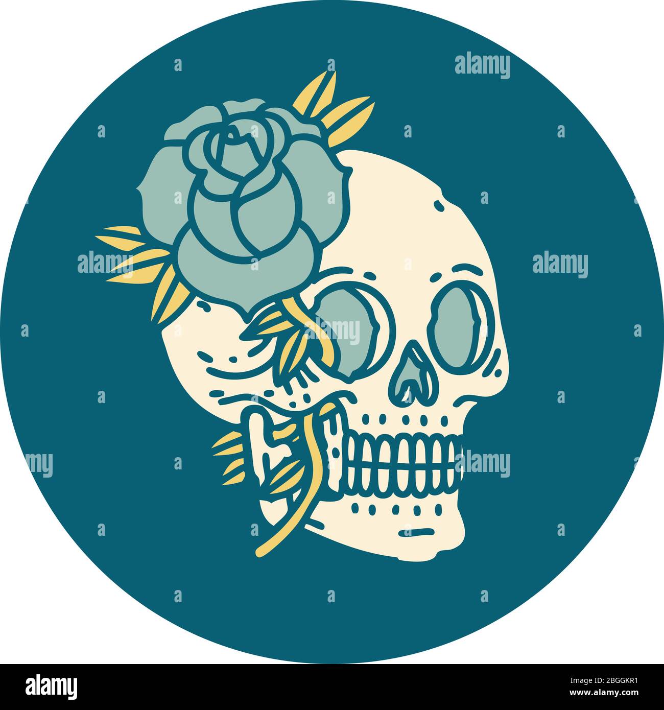iconic tattoo style image of a skull and rose Stock Vector Image & Art ...