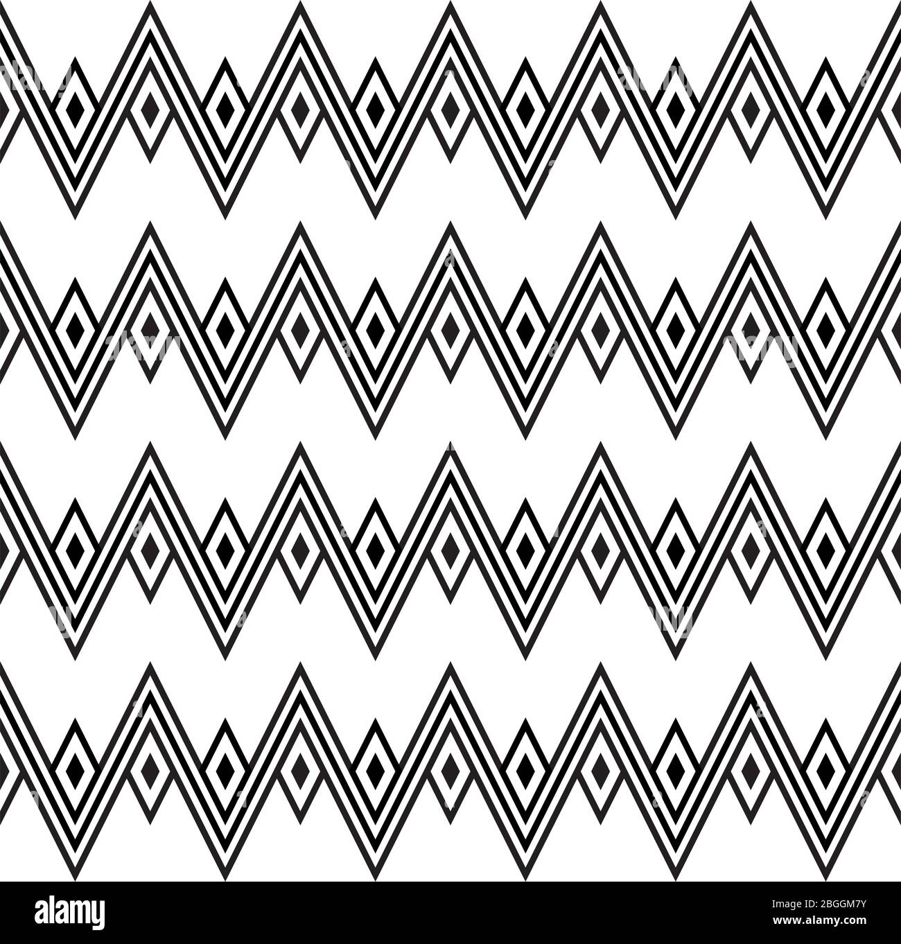 Zig zag ethnic wigwam, mountains Seamless pattern Stock Vector