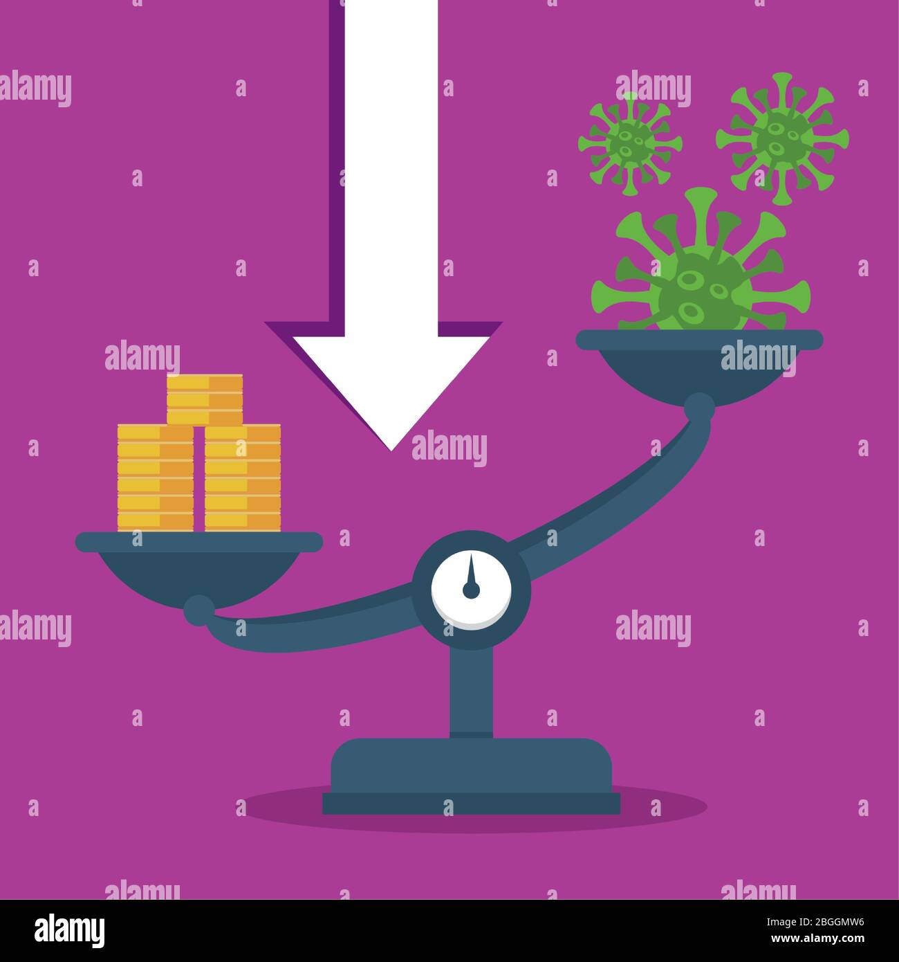economy and covid19 statistics with arrows and measure balance Stock ...