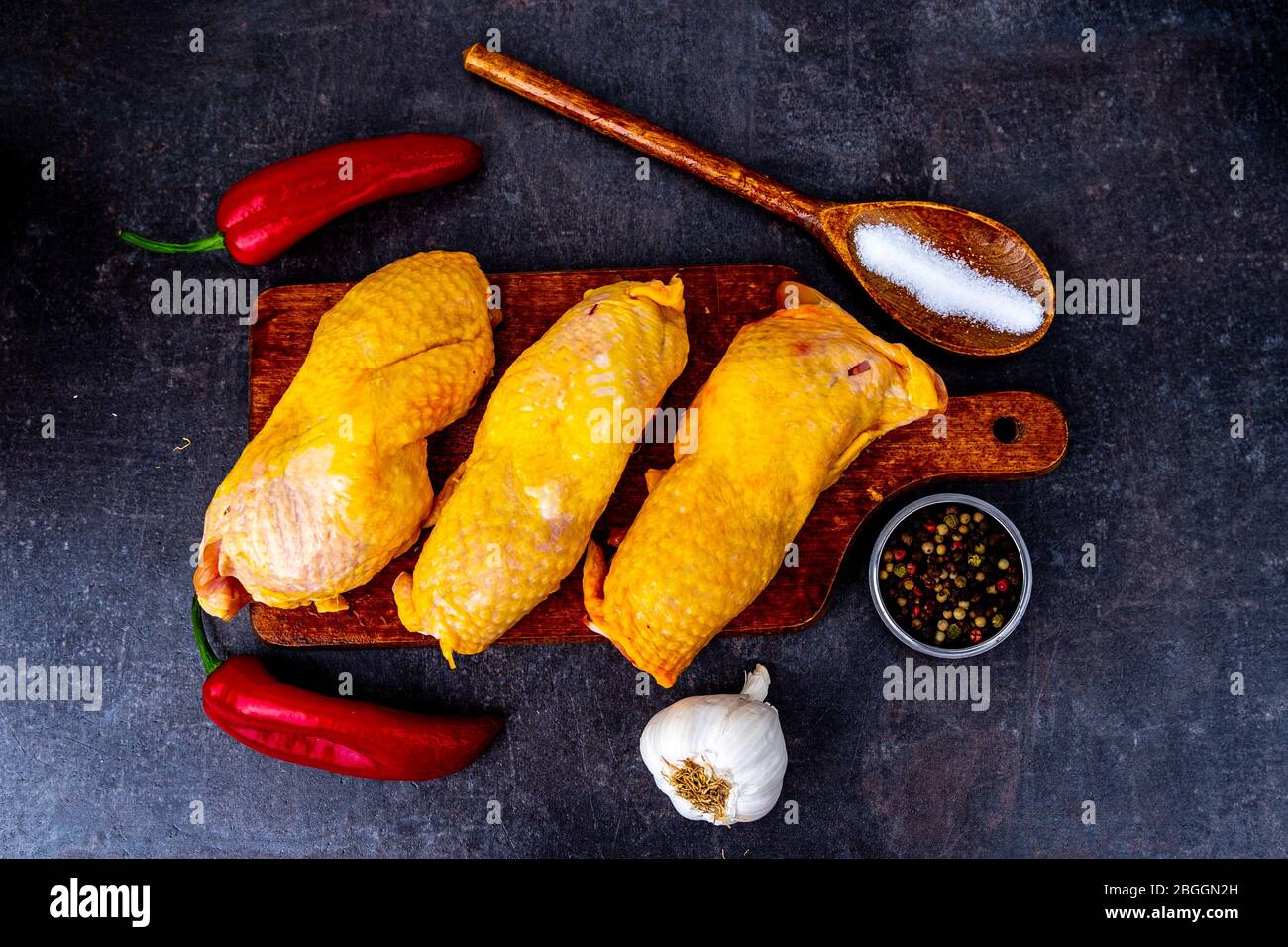 Top view of chicken meat with skin Stock Photo Alamy