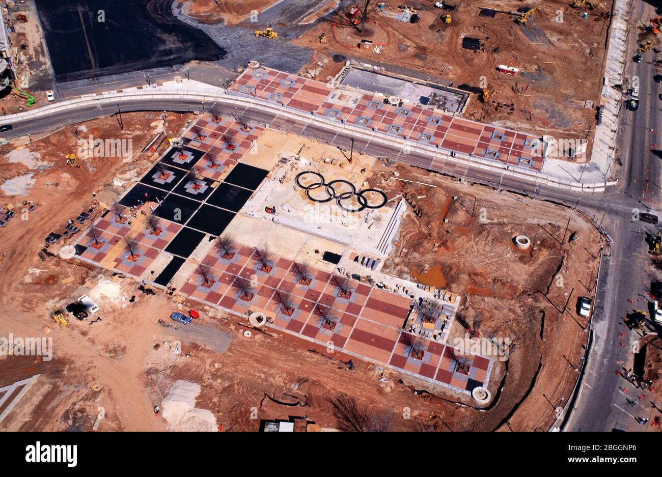 Aerial photographs of the construction of Centennial Olympic Park in