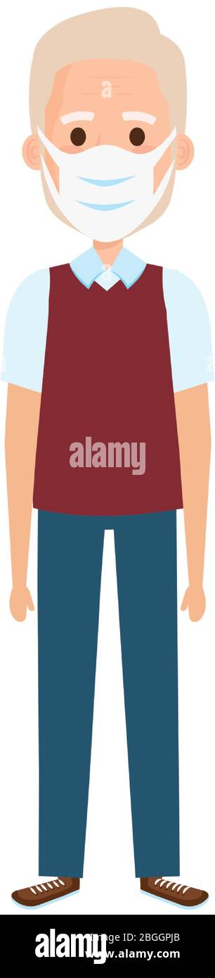 old man using face mask isolated icon Stock Vector Image & Art - Alamy