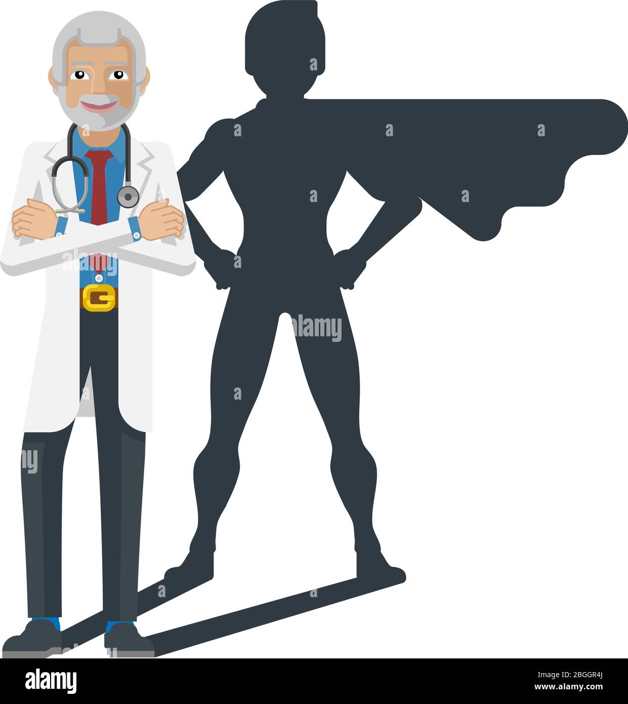 Young Medical Doctor Super Hero Cartoon Mascot Stock Vector
