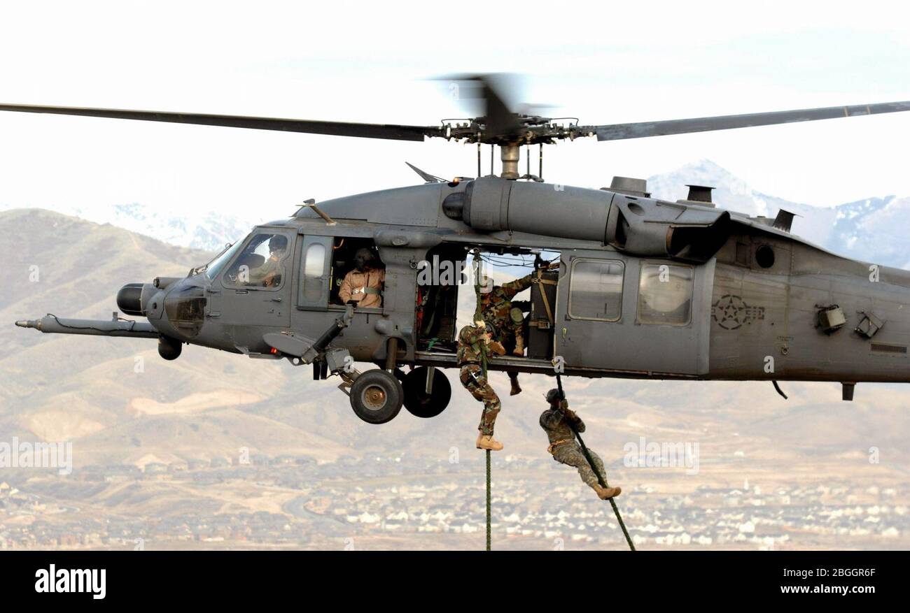 HH-60 Pave Hawk training. Stock Photo