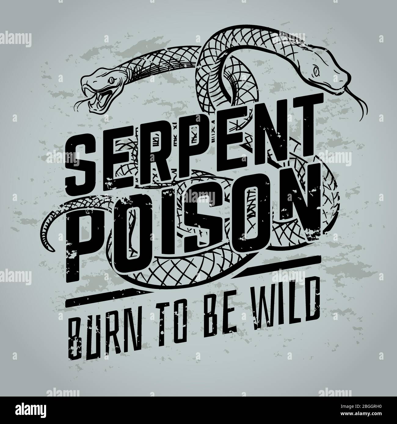 Gothic poster with viper snake. Vintage tattoo or t-shirt vector design. Illustration of reptile wild cobra danger grunge Stock Vector