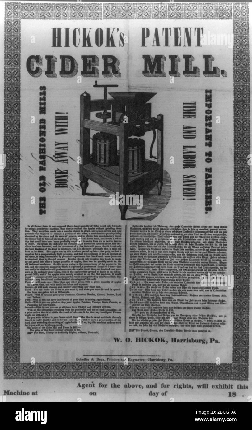 Hickok's patent cider mill Stock Photo Alamy