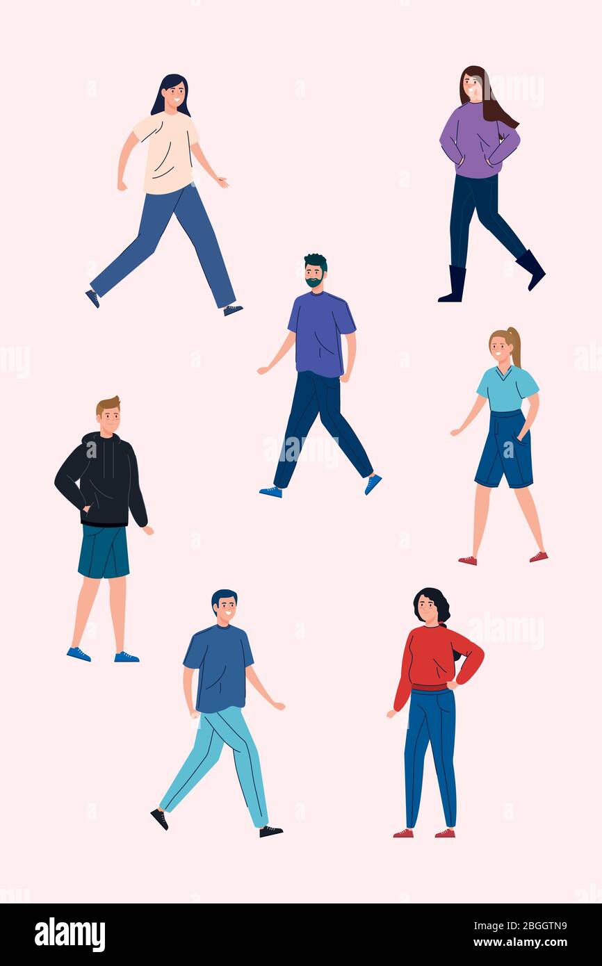group of young people avatar characters Stock Vector Image & Art - Alamy
