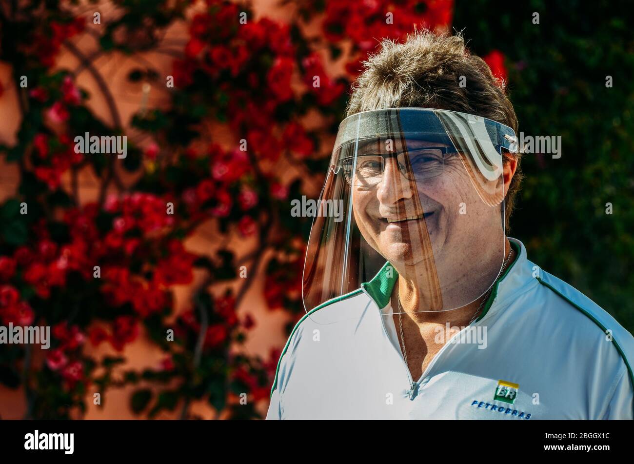 Older man wearing Adjustable Anti Droplet Full Face Cover Mask Visor