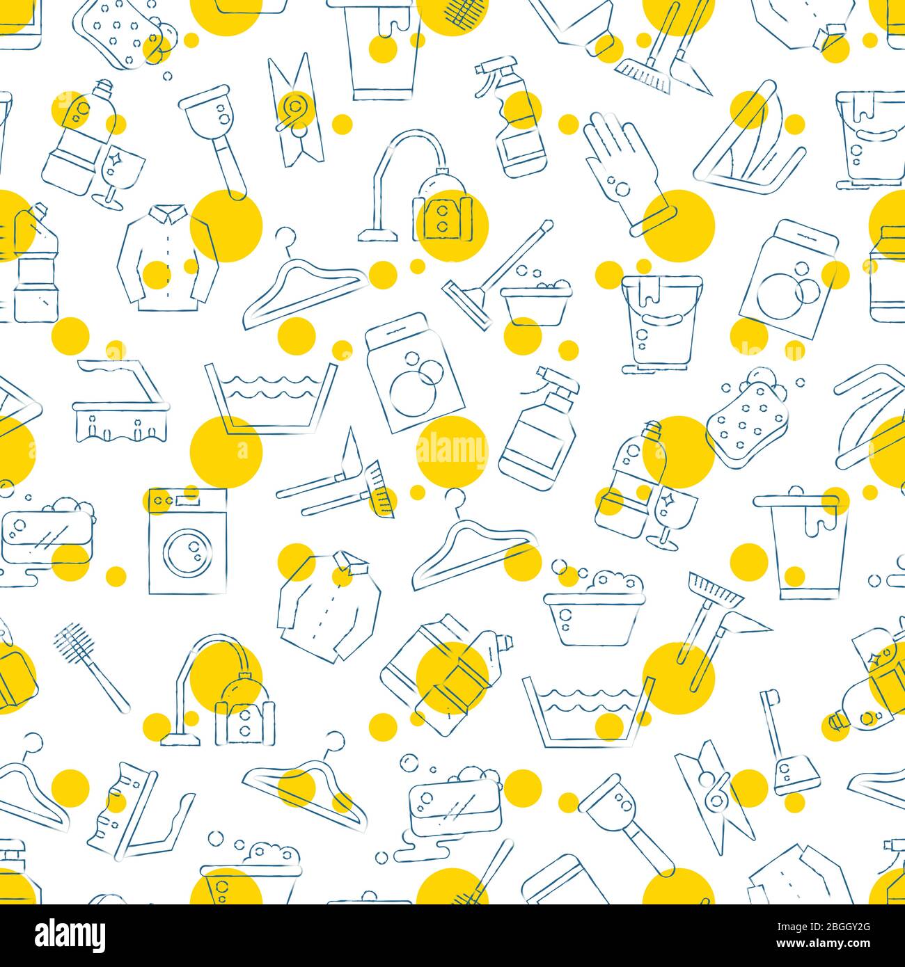 Cleaning, washing, housework line style seamless background pattern design. Vector illustration Stock Vector