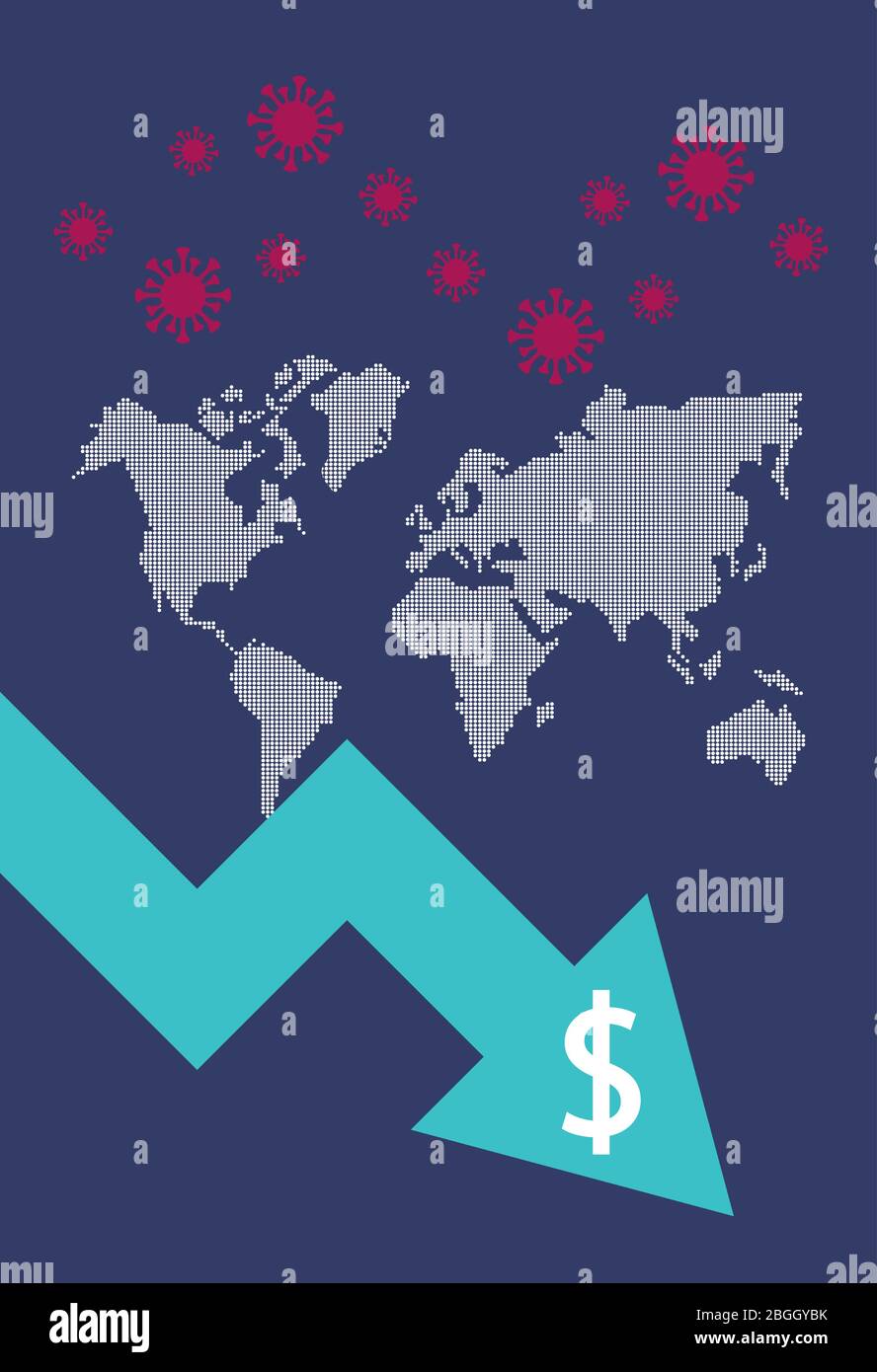economy and covid19 statistics with arrows in earth maps Stock Vector ...