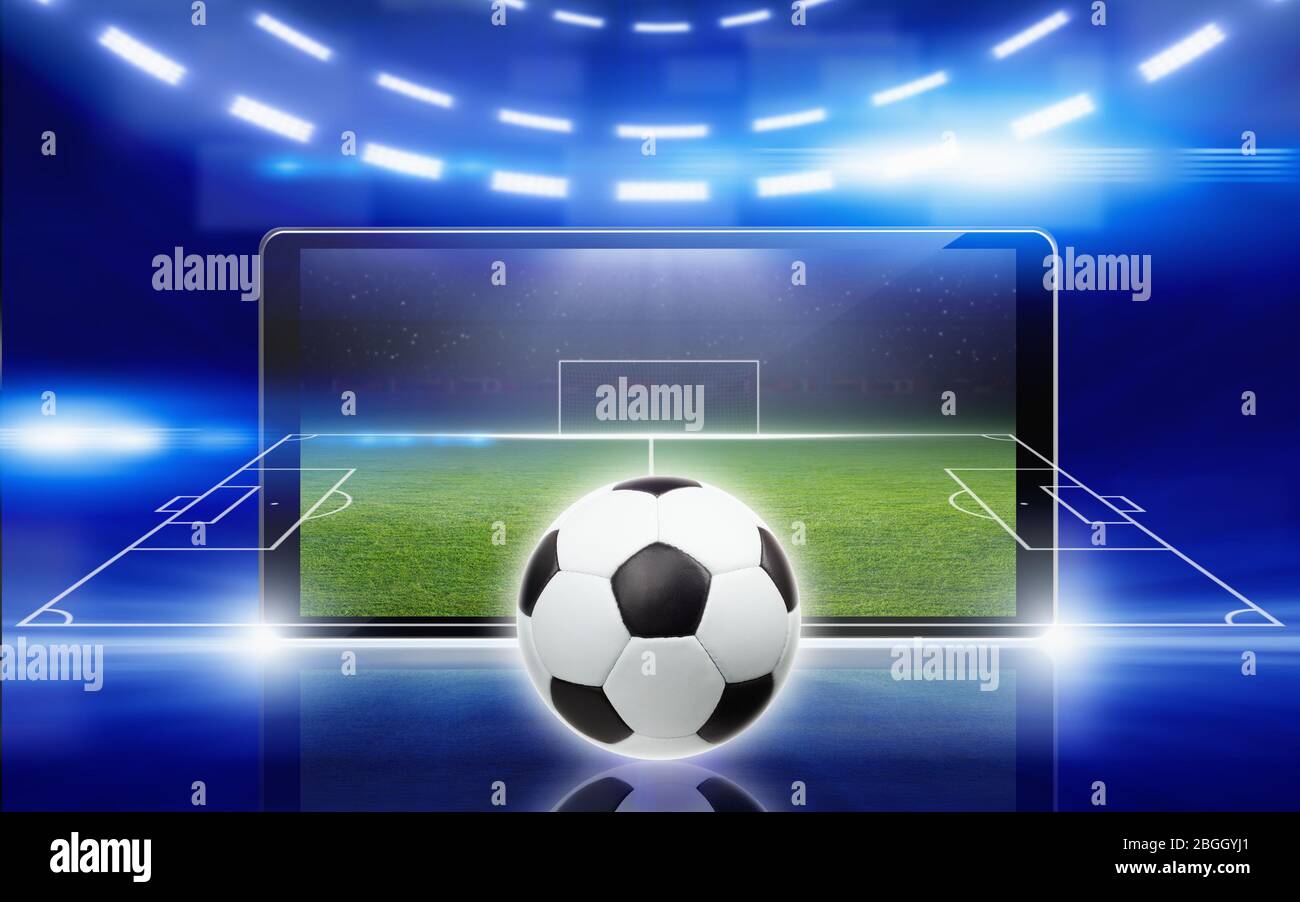 Abstract sports background live broadcast of soccer match