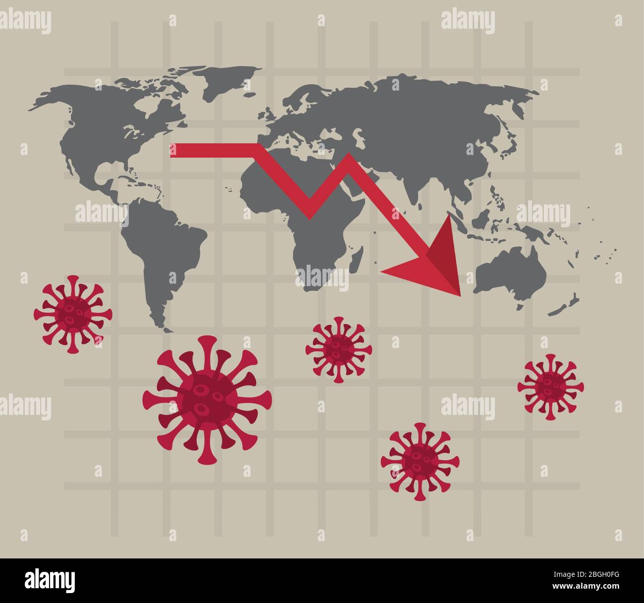 economy and covid19 statistics with arrows in earth maps Stock Vector ...