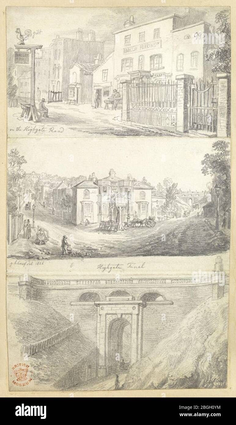 Highgate Road & Highgate Tunnel, London, c.1826 Stock Photo Alamy