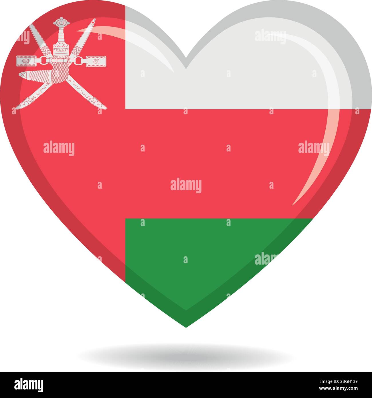 Oman national flag in heart shape vector illustration Stock Vector