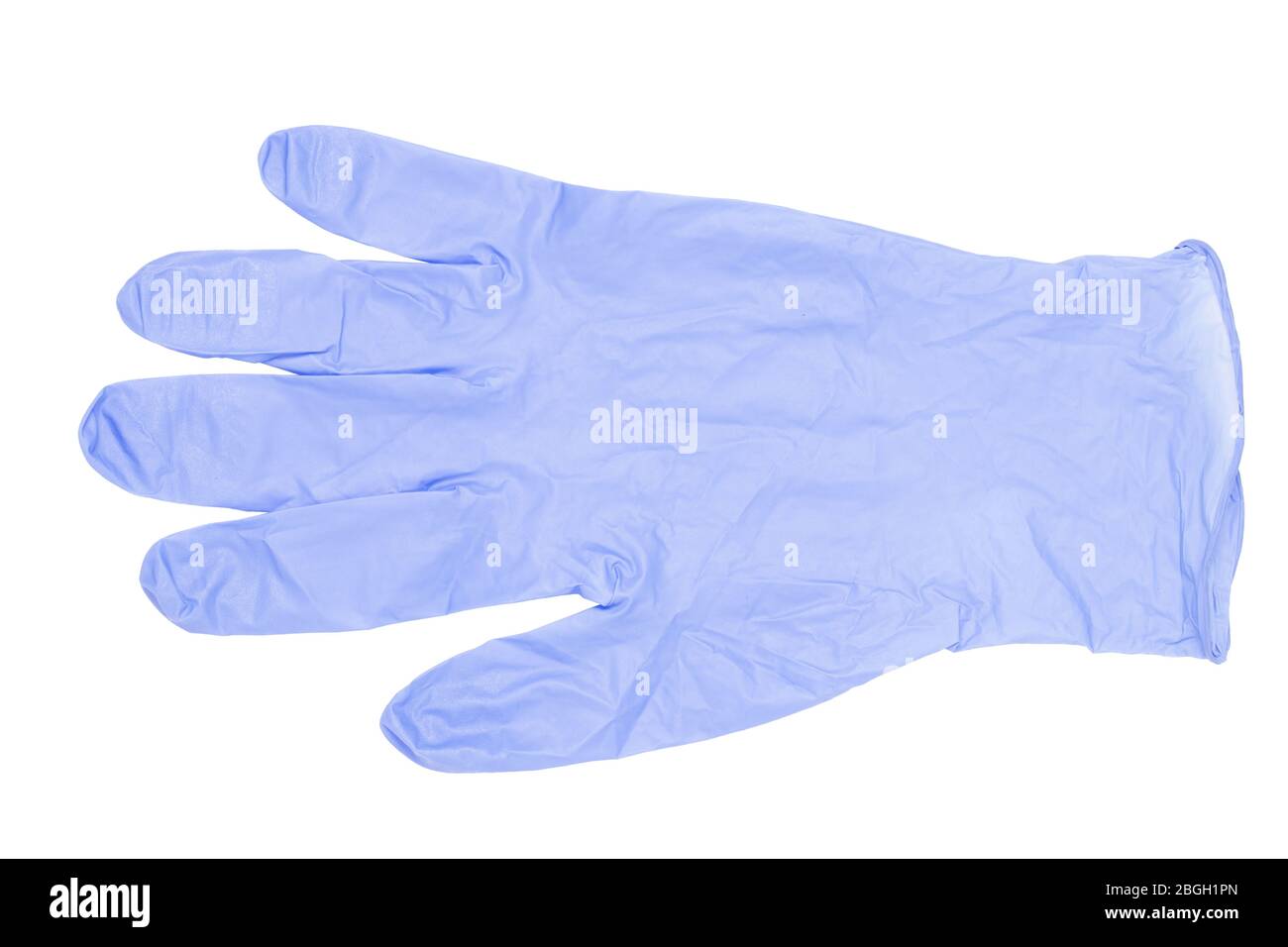 Protective gloves isolated. Close-up of a single light blue rubber glove  for cleaning work isolated on a white background. Macro photograph Stock  Photo - Alamy
