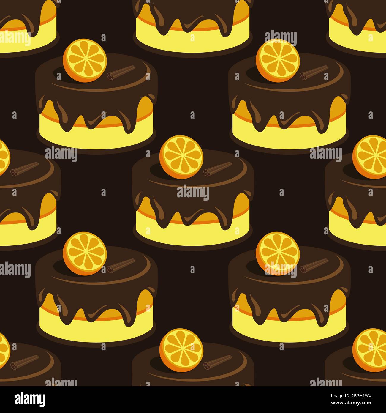Cream choco cake tasty seamless background pattern Stock Vector