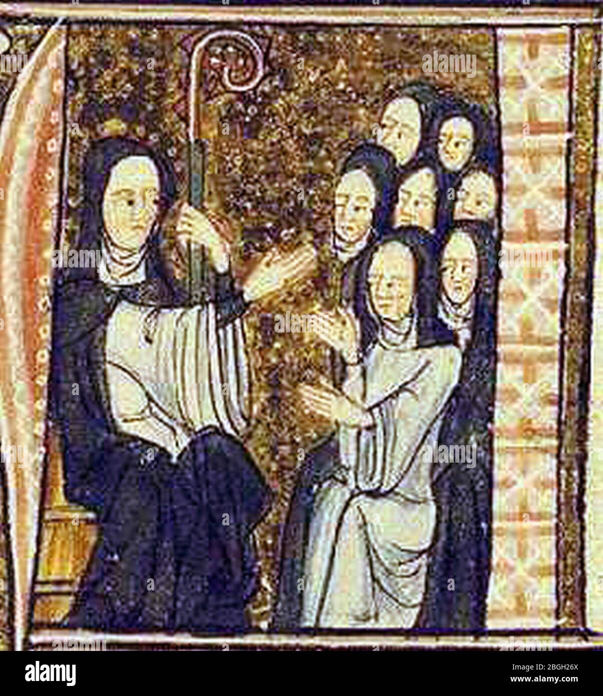 Hildegard of bingen and nuns. Stock Photo