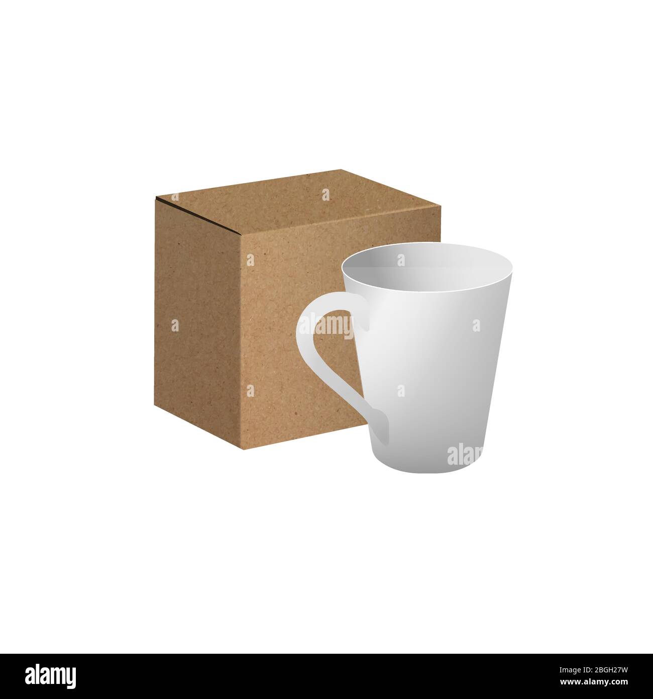 Vector illustration of a mug and a kraft box Stock Vector