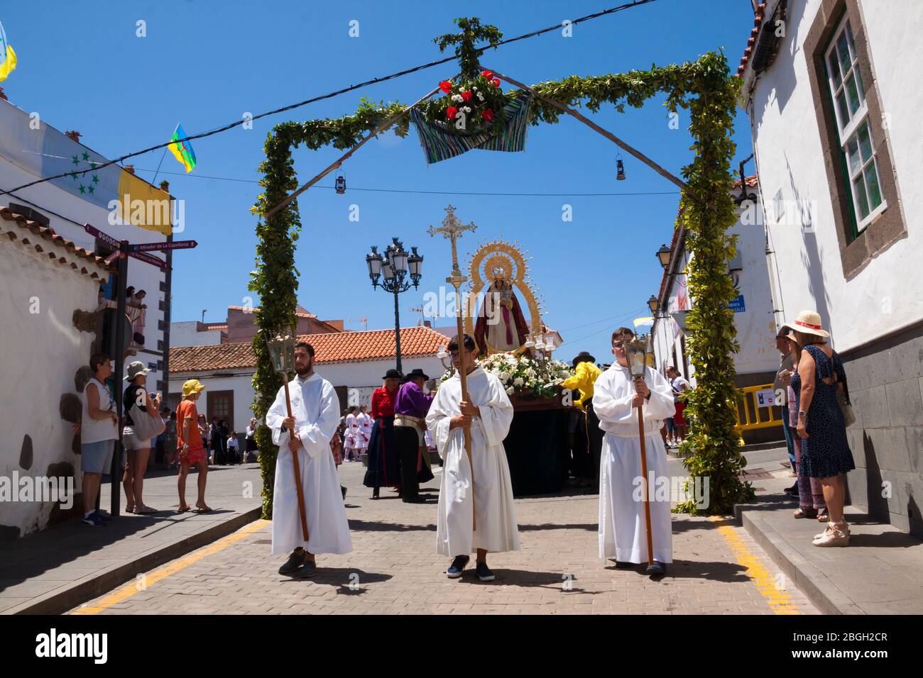 Procesión Virgen del Rosario en Firgas Stock Photo