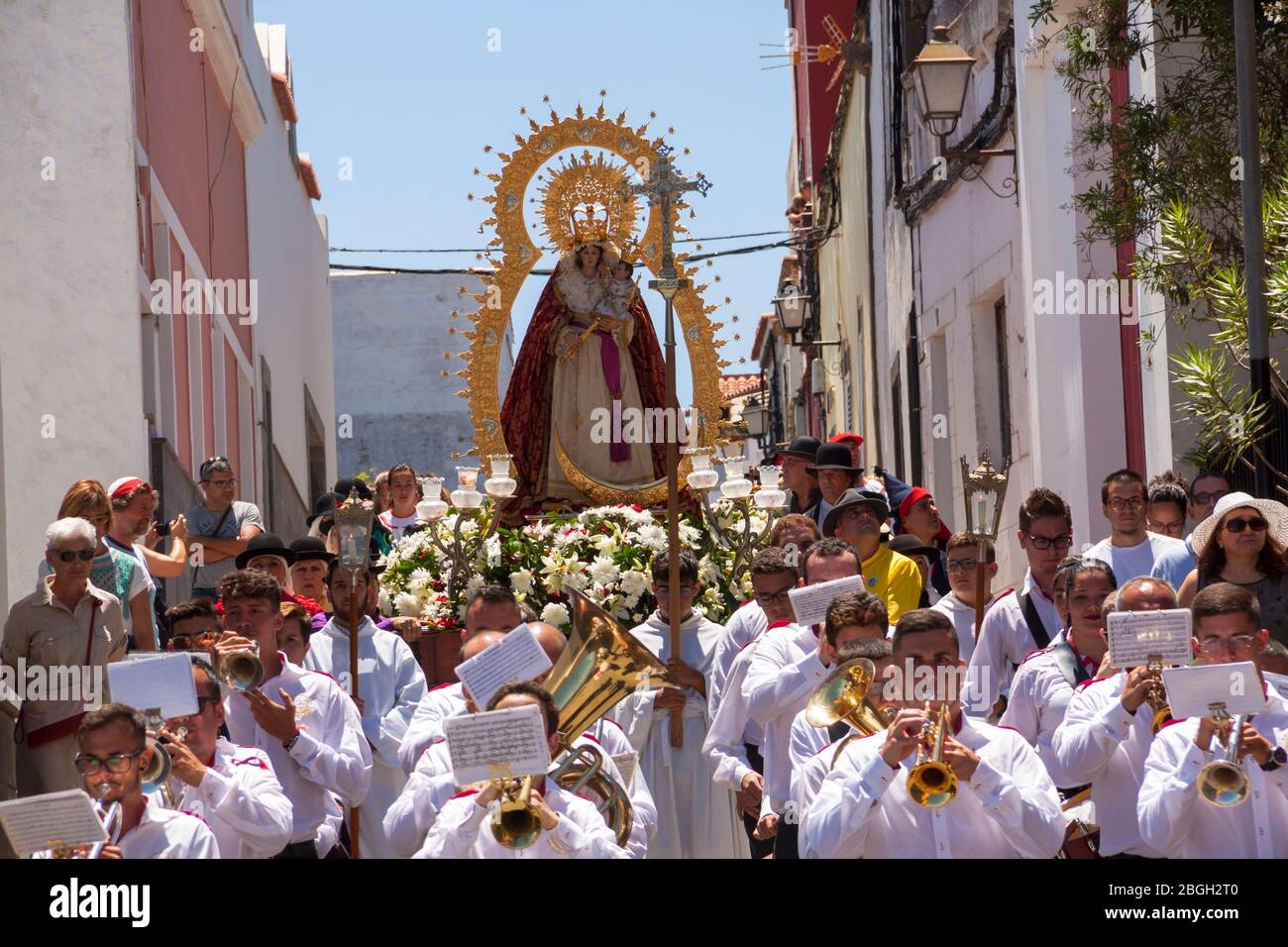 Procesión Virgen del Rosario en Firgas Stock Photo