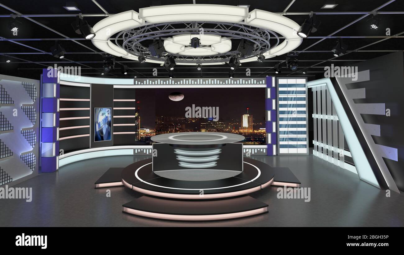 Virtual TV Studio News Set 6. 3d Rendering. Virtual set studio for chroma  footage. wherever you want it, With a simple setup, a few square feet of  spa Stock Photo - Alamy