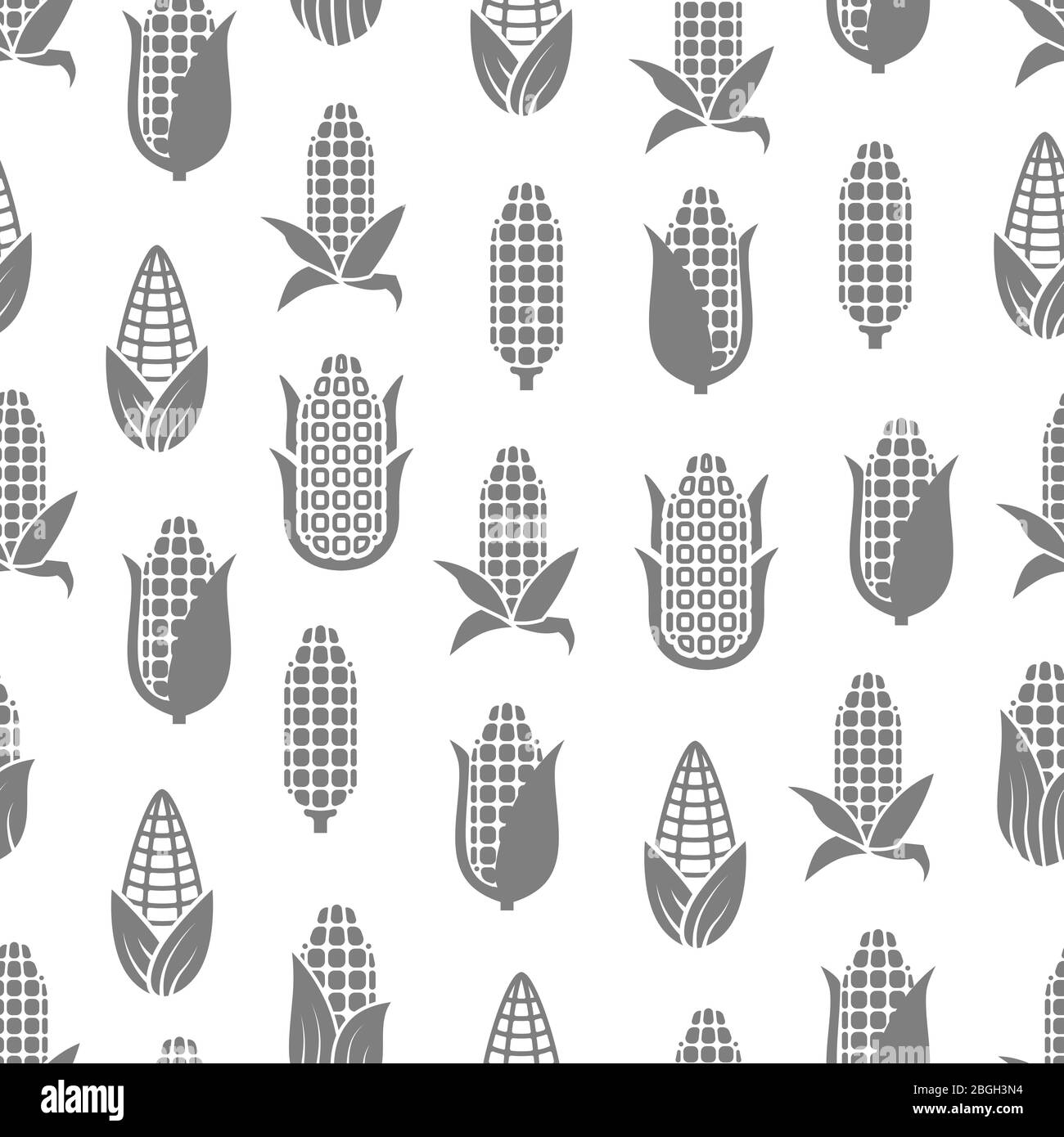 Fresh corn seamless background pattern black white design. Vector illustration Stock Vector