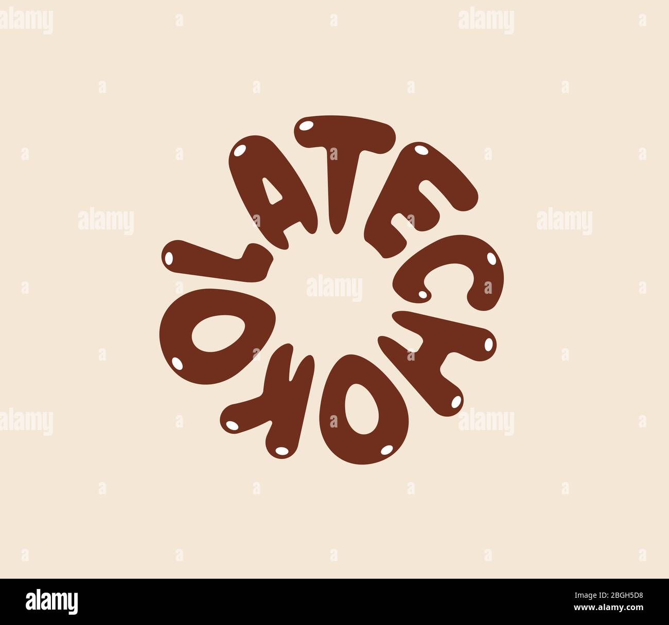Chocolate candy round lettering, candy emblem template, cartoon funny style vector isolated illustration. Stock Vector
