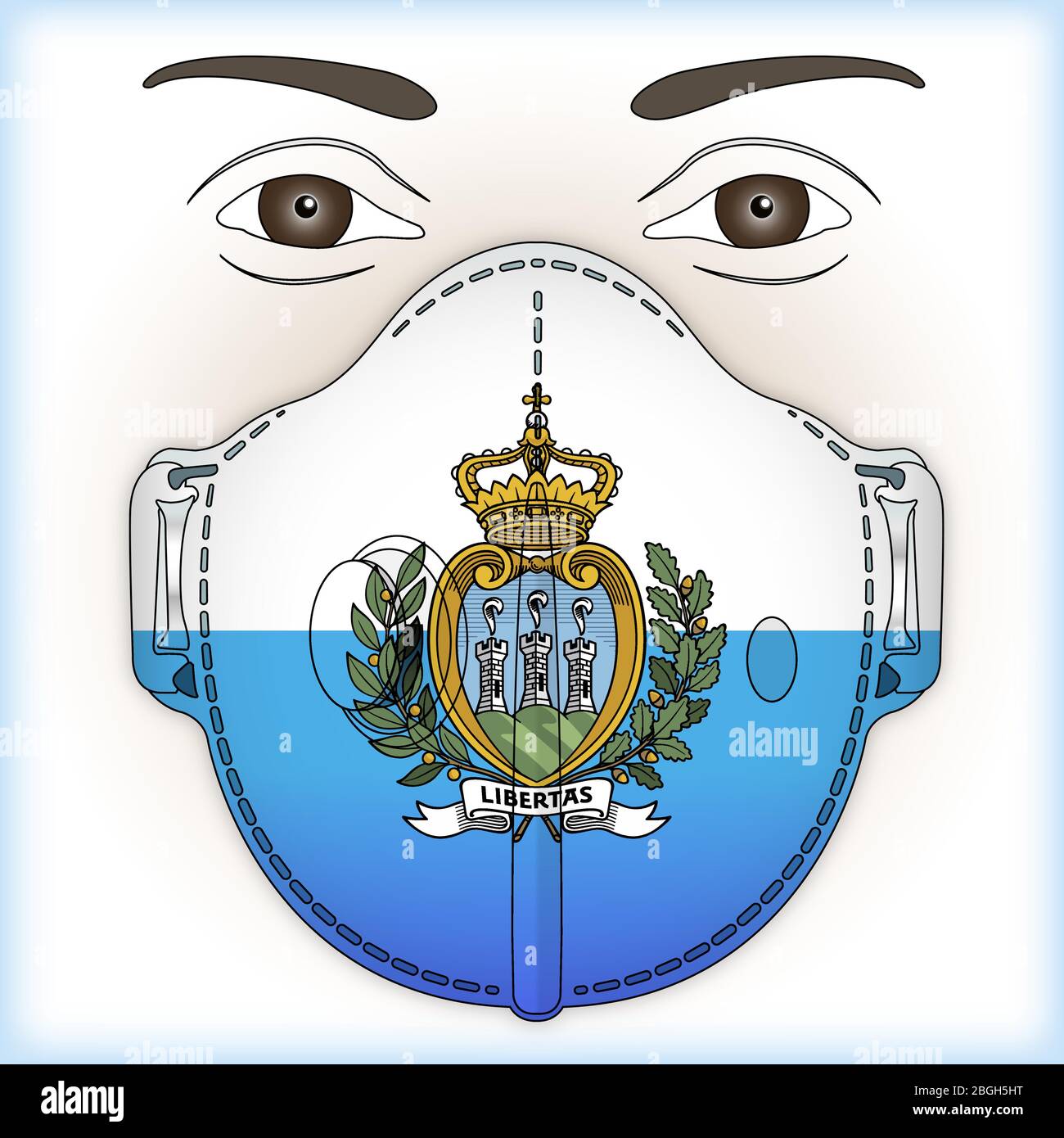 Antiviral mask for anti virus protection with San Marino flag, vector illustration Stock Vector