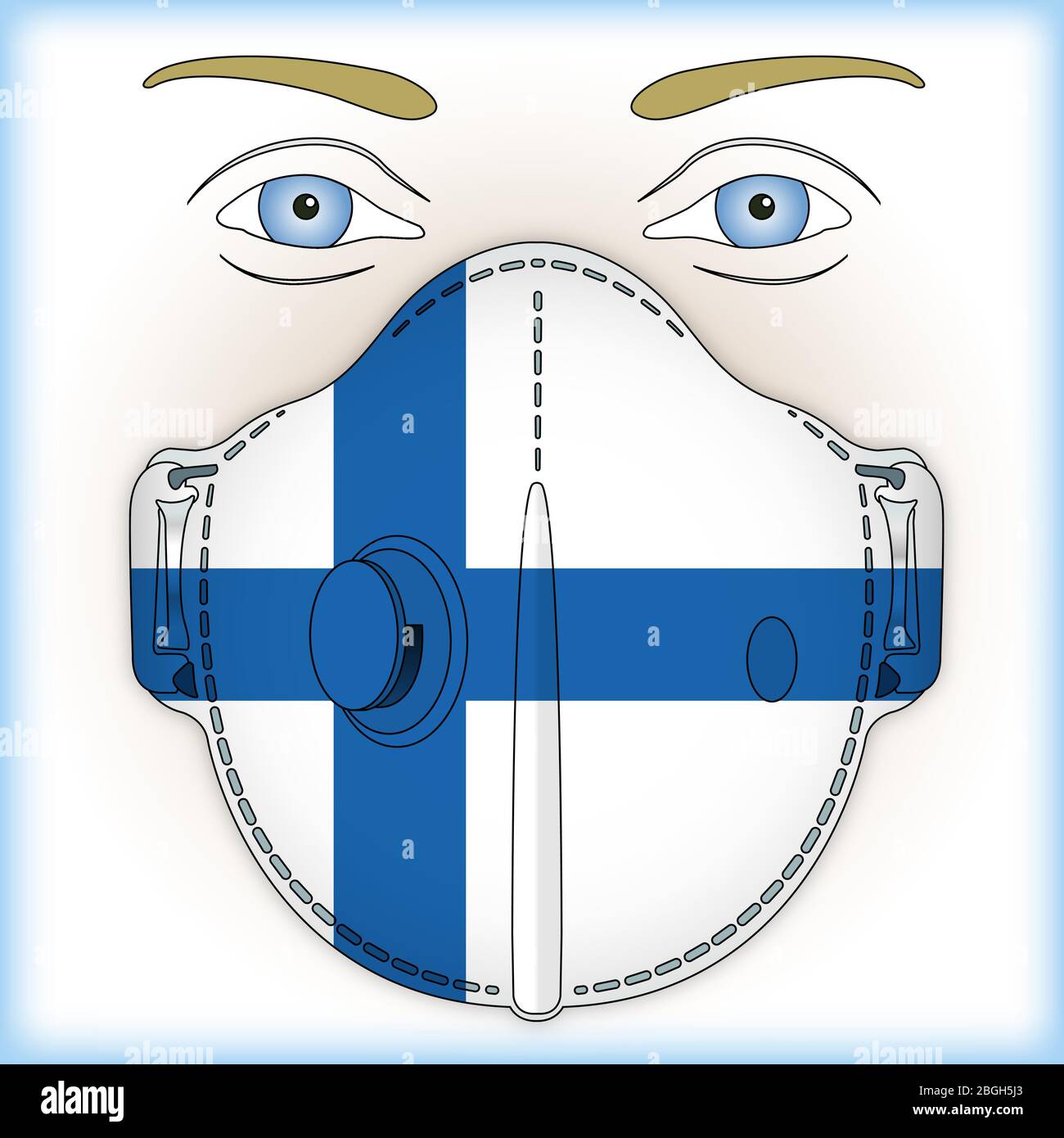 Antiviral mask for anti virus protection with Finland flag, vector illustration Stock Vector