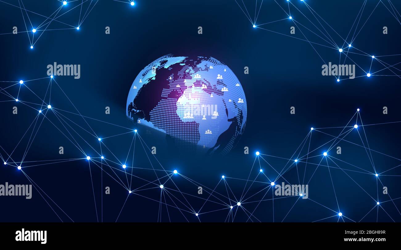 Global network connection concept. Big data visualization. Social ...
