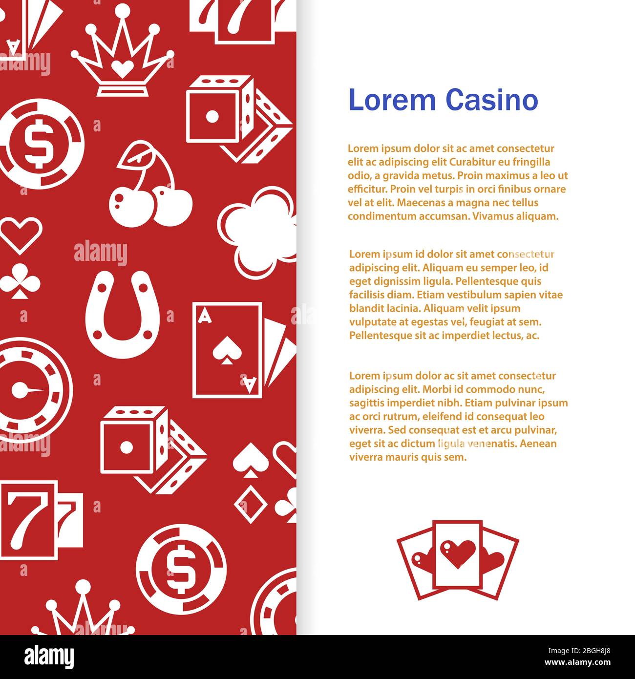 Casino poker banner or poster template design with text. Vector illustration Stock Vector