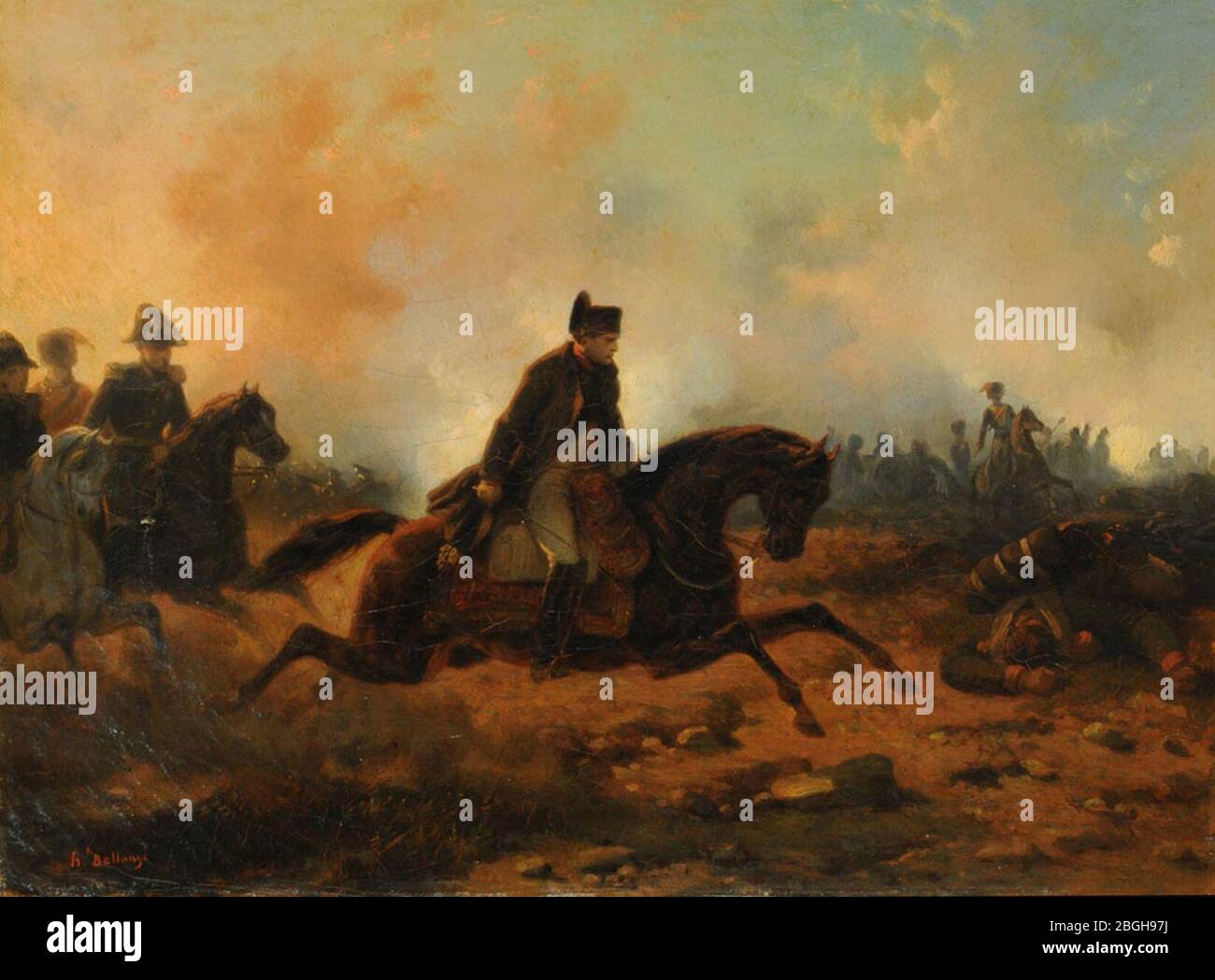 Hippolyte Bellangé - Napoleón a la carga en Waterloo. Stock Photo