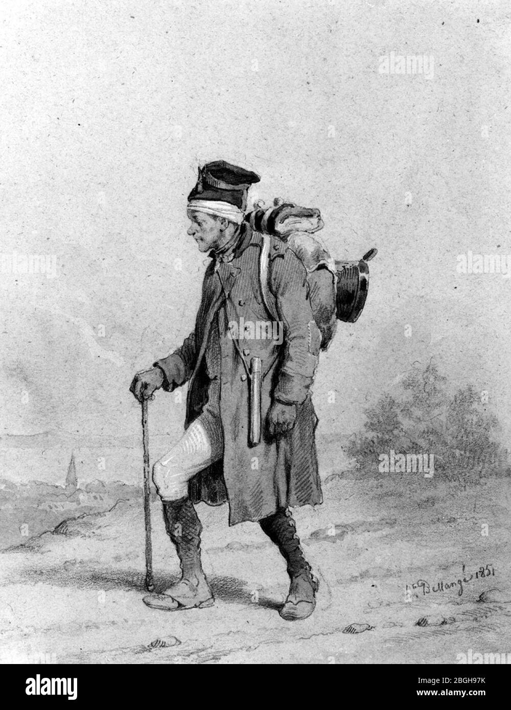 Hippolyte Bellangé - Old Wounded Soldier Stock Photo
