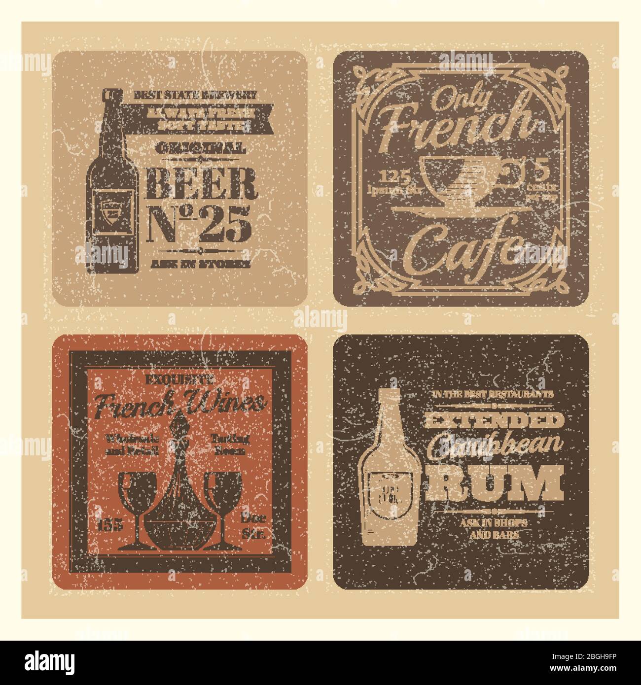 Vintage vector bannner or poster labels for cafe, bar, restaurant