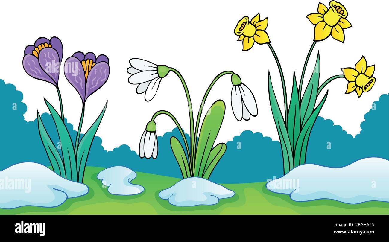 Early spring flowers theme image 2 eps10 vector illustration Stock