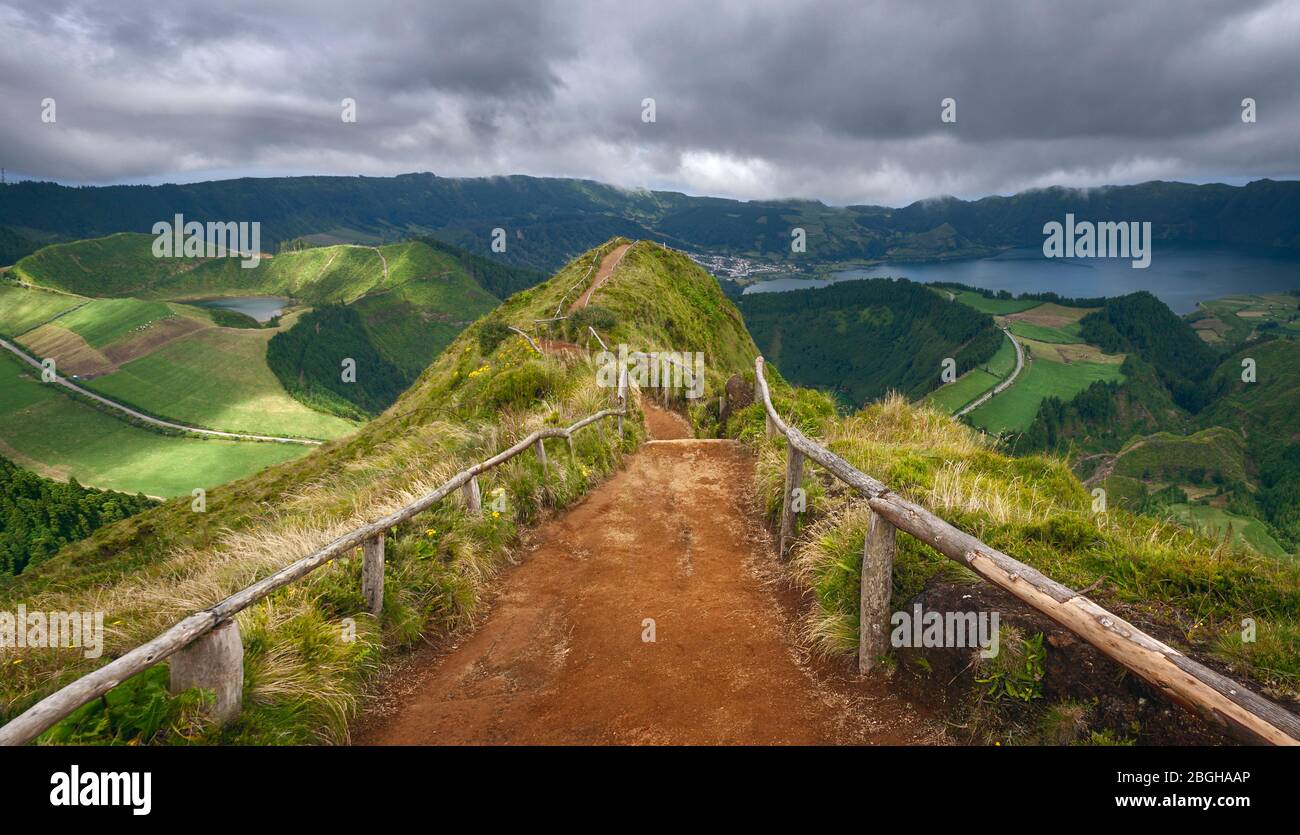 Walking path leading to a view in Sao Miguel Stock Photo