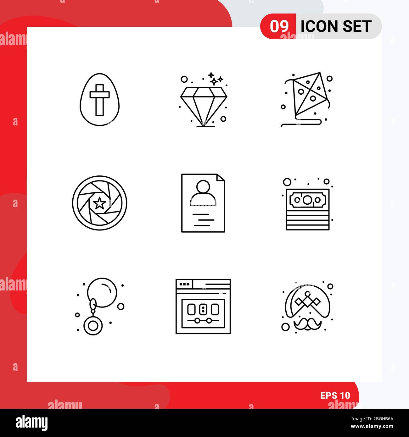 Universal Icon Symbols Group of 9 Modern Outlines of resume, hands, fly, photo, logo Editable Vector Design Elements Stock Vector