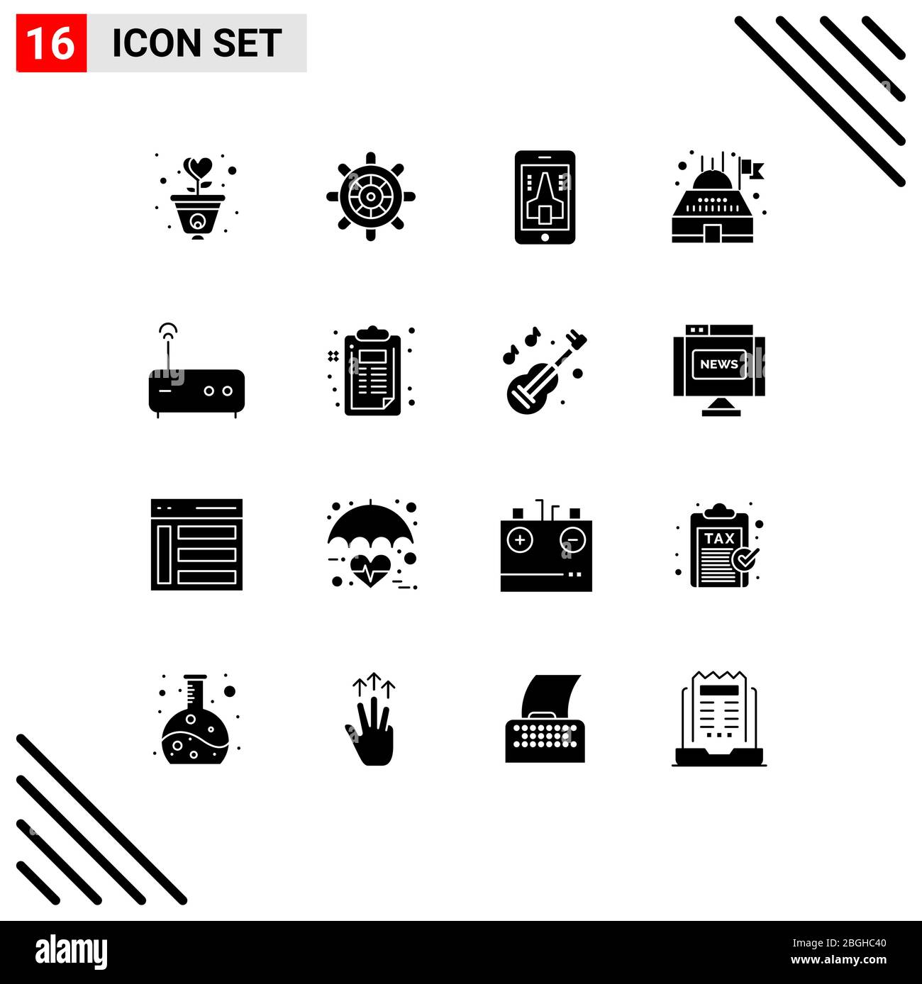 Universal Icon Symbols Group Of 16 Modern Solid Glyphs Of Router Hub Game Planetarium Building Editable Vector Design Elements Stock Vector Image Art Alamy