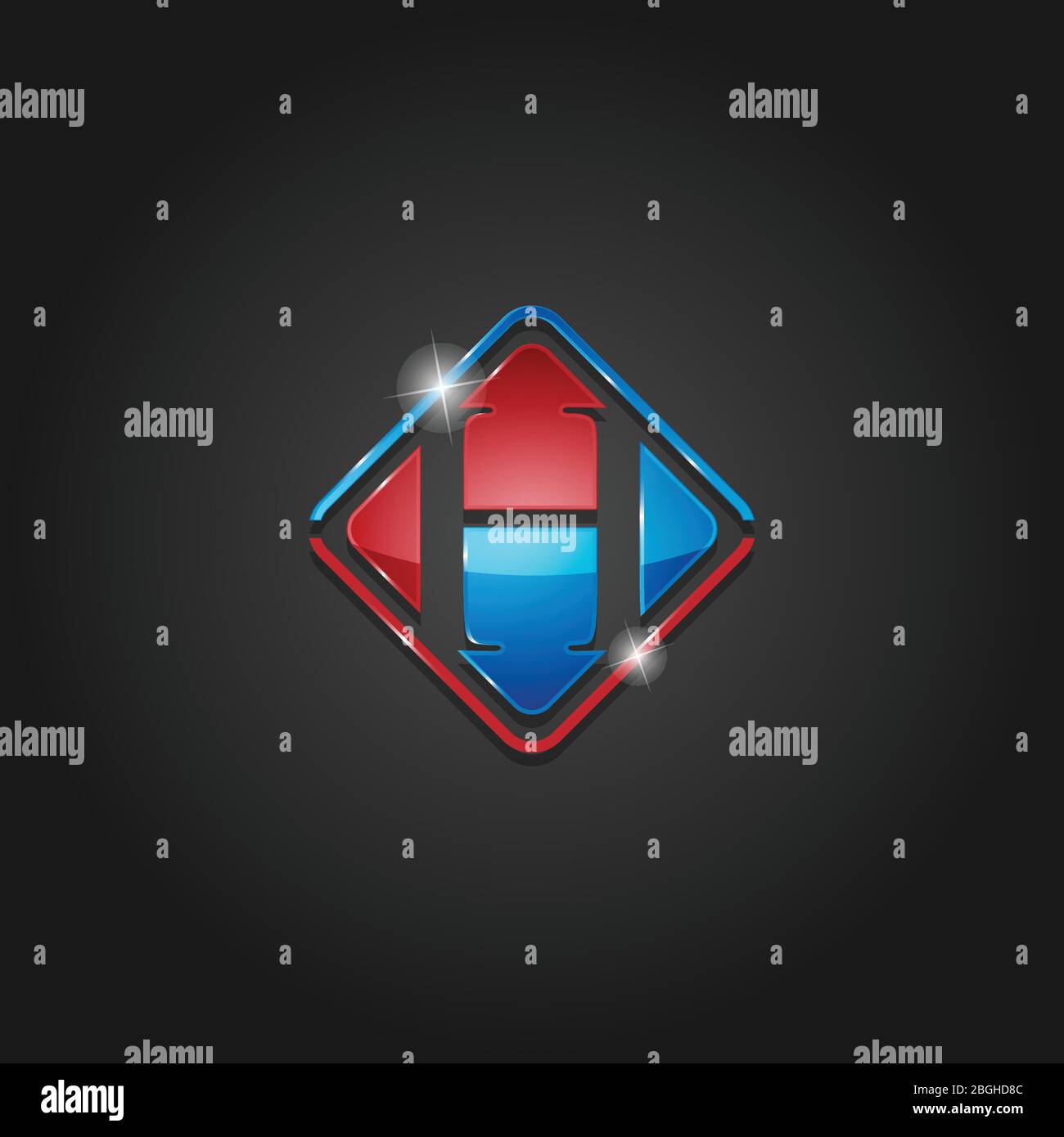 letter H shiny colorful lettermark logo vector design isolated on the dark background Stock Vector