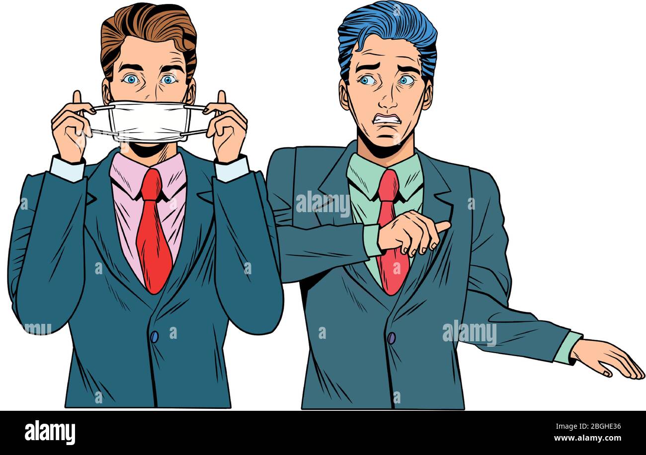businessmen using face mask pop art style Stock Vector Image & Art - Alamy