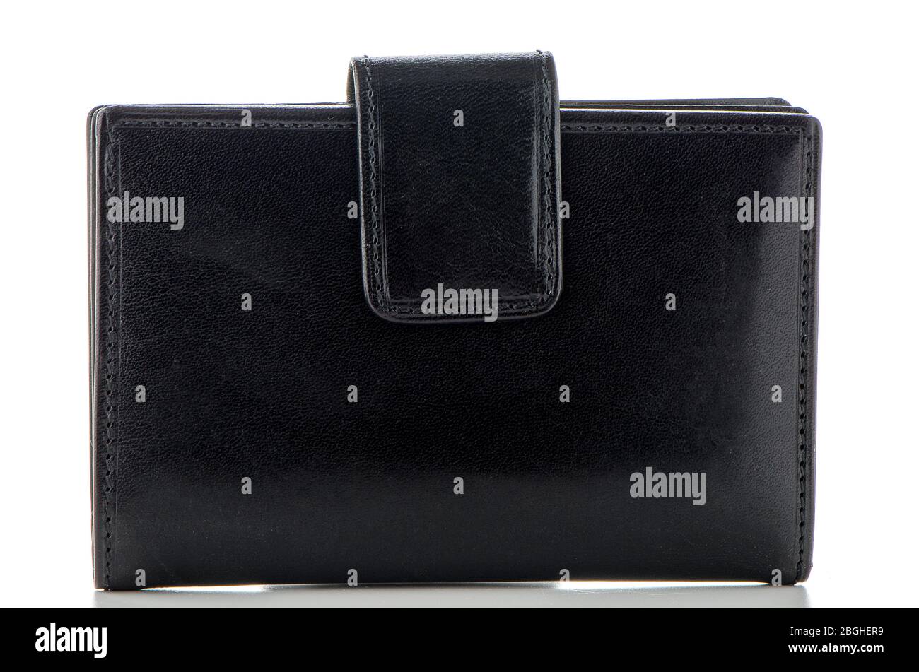 Black leather purse isolated on white background Stock Photo - Alamy